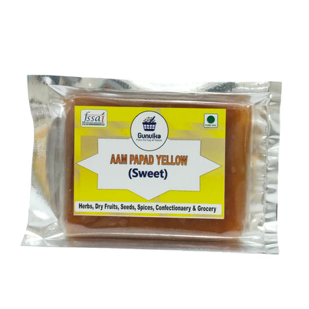 Gunvika Alphanso Combo Aam Papad Yellow Meetha Aam Papad Tasty Fruit Bar - Alphonso Mango Cubes - Real Mango Bar - 200 gm