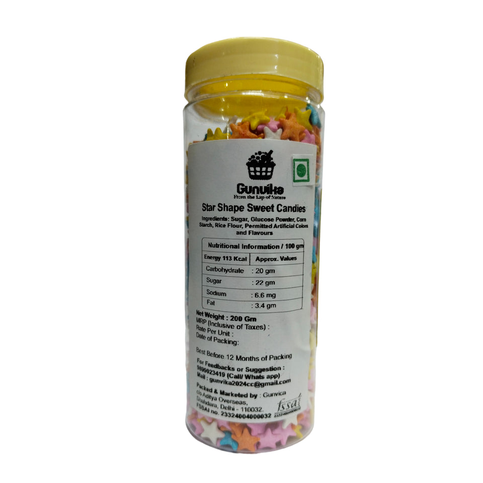 Gunvika Star Shaped Sweet Candy Topping (Sprinkles) for Kids Eating / Mixed Shape Candy / Sprinkles / Cake Decoration