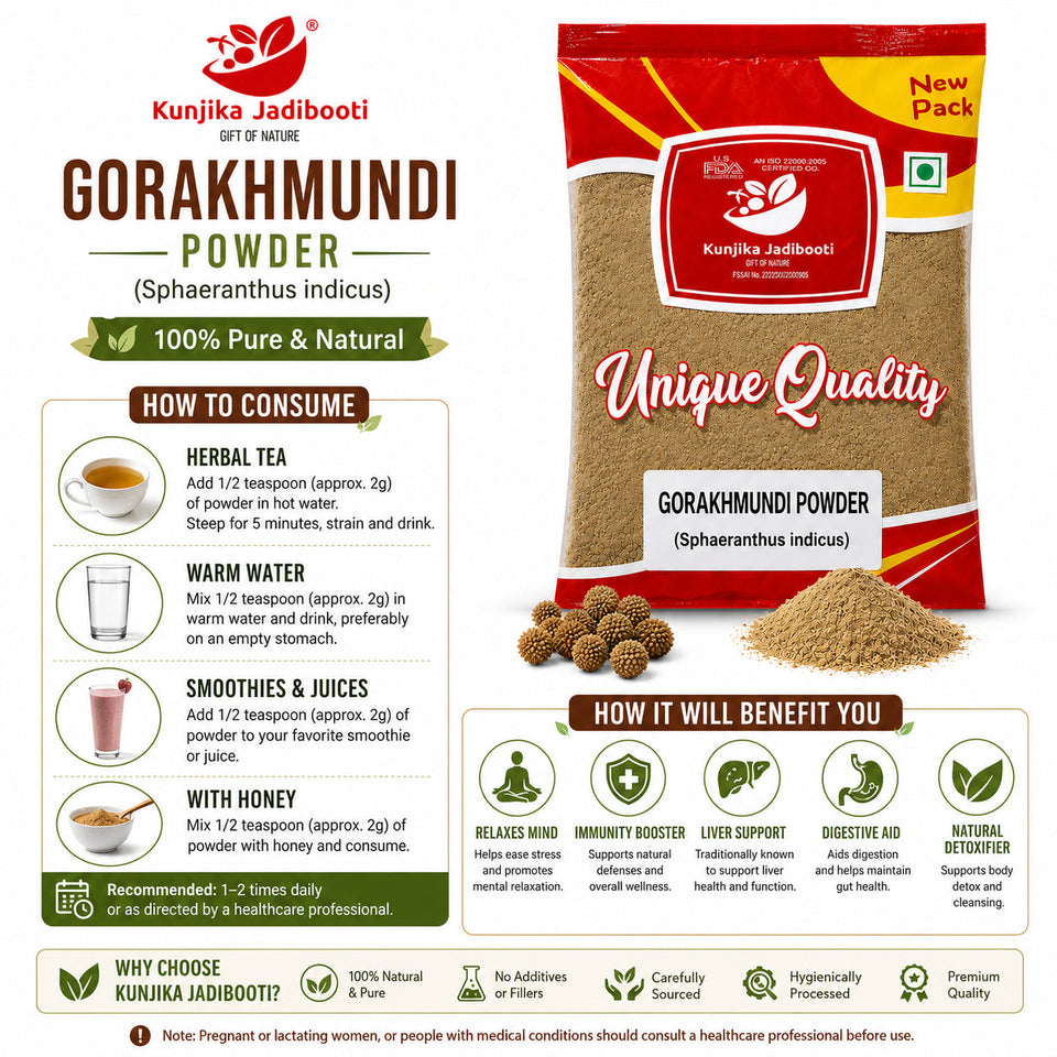 Kunjika Jadibooti Gorakmundi Powder / Sphaeranthus Indicus /Gorakhmundi Powder 100 gm