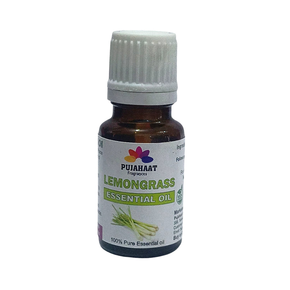 Pujahaat Lemon Grass Essential Oil - Pure and Undiluted Lemongrass Essential Oil for Aromatherapy, Skin and Hair Care and Effective Insect Repellent | Steam Distilled Therapeutic Grade - 15 ml