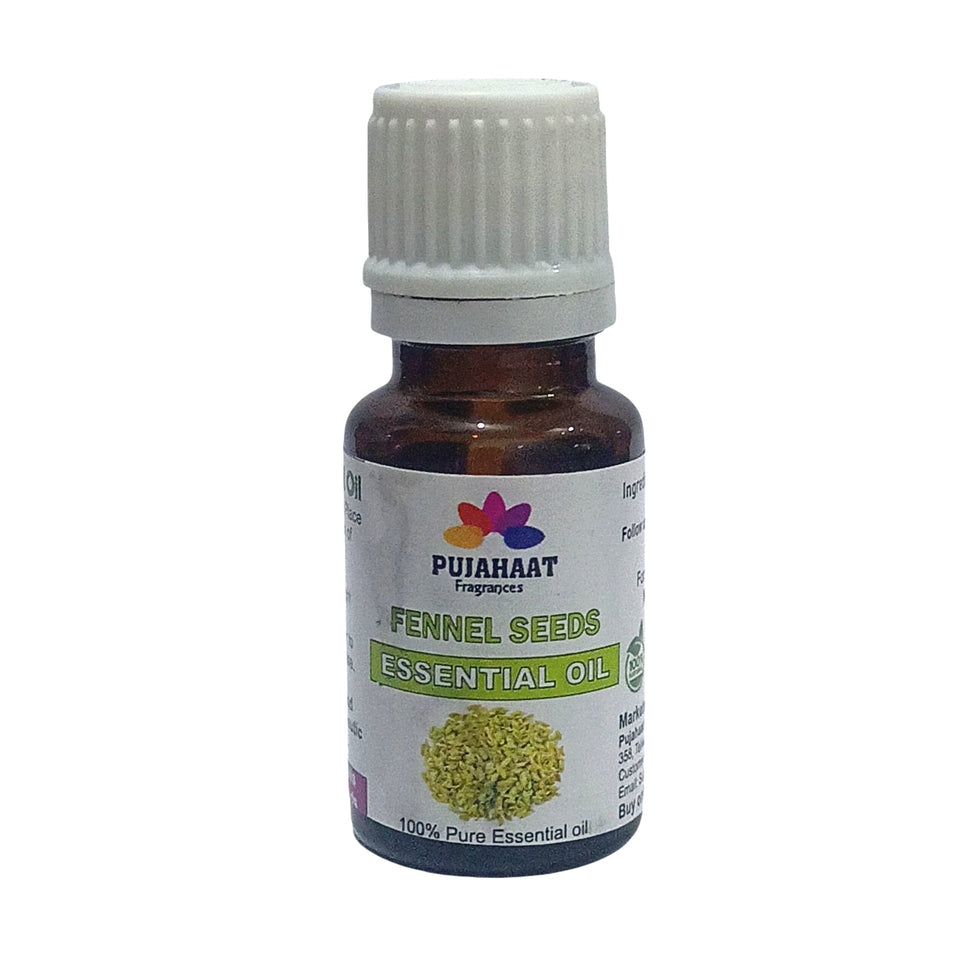 Pujahaat Fennel Seed Essential Oil (Foeniculum vulgare) Pure | Non-Sticky | Non-greasy | Lightweight | 100% Pure Natural | Steam Distilled Therapeutic Grade - 15 ml