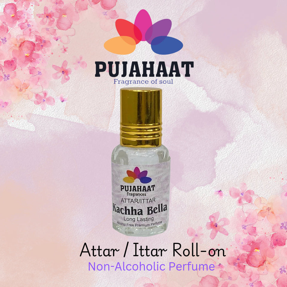 Pujahaat Premium Alcohol-Free Attar | Ittar 6ml, Long-Lasting Travel Size Roll-On, Best Floral Attar Fragrance Oil -Kachha Bela