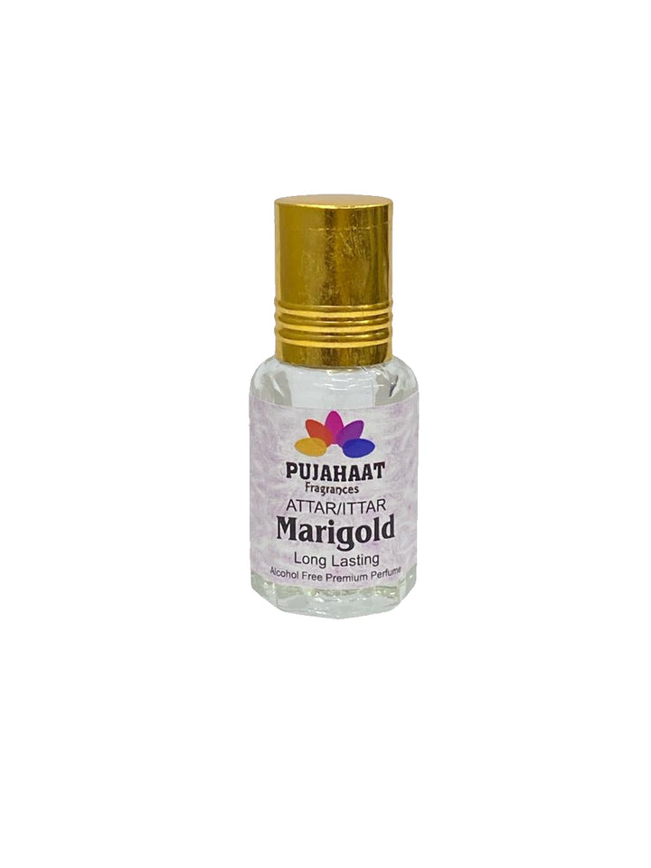 Pujahaat Premium Alcohol-Free Attar | Ittar 6ml, Long-Lasting Travel Size Roll-On, Best Floral Attar Fragrance Oil - Marigold (Genda)