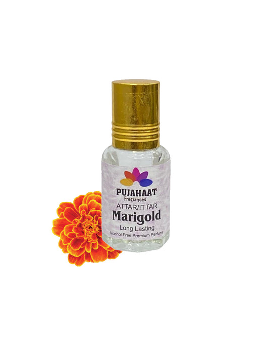 Pujahaat Premium Alcohol-Free Attar | Ittar 6ml, Long-Lasting Travel Size Roll-On, Best Floral Attar Fragrance Oil - Marigold (Genda)