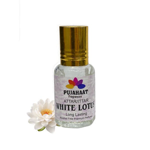 Pujahaat Premium Alcohol-Free Attar | Ittar 6ml, Long-Lasting Travel Size Roll-On, Best Blended Aqua Floral Attar Fragrance Oil - White Lotus