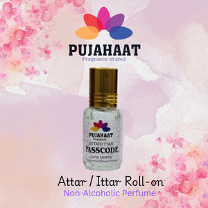 Pujahaat Premium Alcohol Free Attar | Ittar 6ml, Long-Lasting Travel Size Roll-On, Best Inspired Attar Fragrance Oil - Passcode
