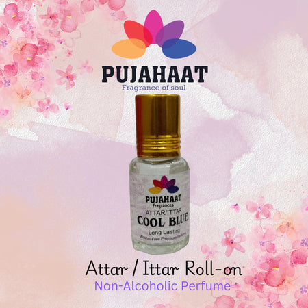 Pujahaat Premium Alcohol Free Attar | Ittar 6ml, Long-Lasting Travel Size Roll-On, Best Inspired Attar Fragrance Oil - Cool Blue
