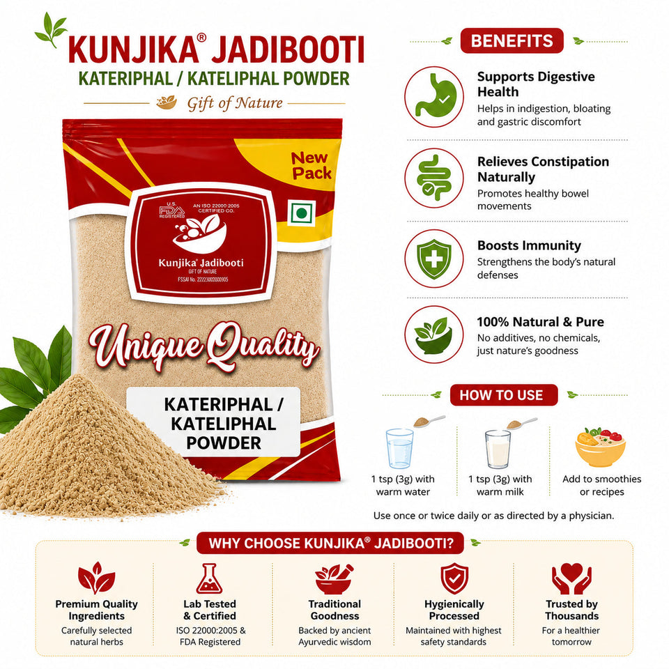 Kunjika Jadibooti Kateli Phal Powder - Katehli Phal - Solanum Xanthocarpum - Bhatkatiya Powder -100 grams