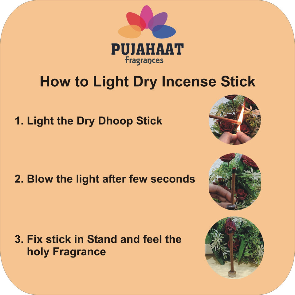 Pujahaat Hawan Rare Premium Scented Incense Stick | Dry Dhoop Stick | No Charcoal, Bambooless | Dhoop Batti 4 inches with free Holder - Hawan Fragrance