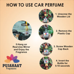 Car Perfume Hanging Pod 10ml Flora G Premium Fragrance by Pujahaat | High Diffusion with Premium Fragrance Oils in Glass Bottle with Wooden Diffuser Lid | Long Lasting | Lasts Up to 45 Days -  Flora G