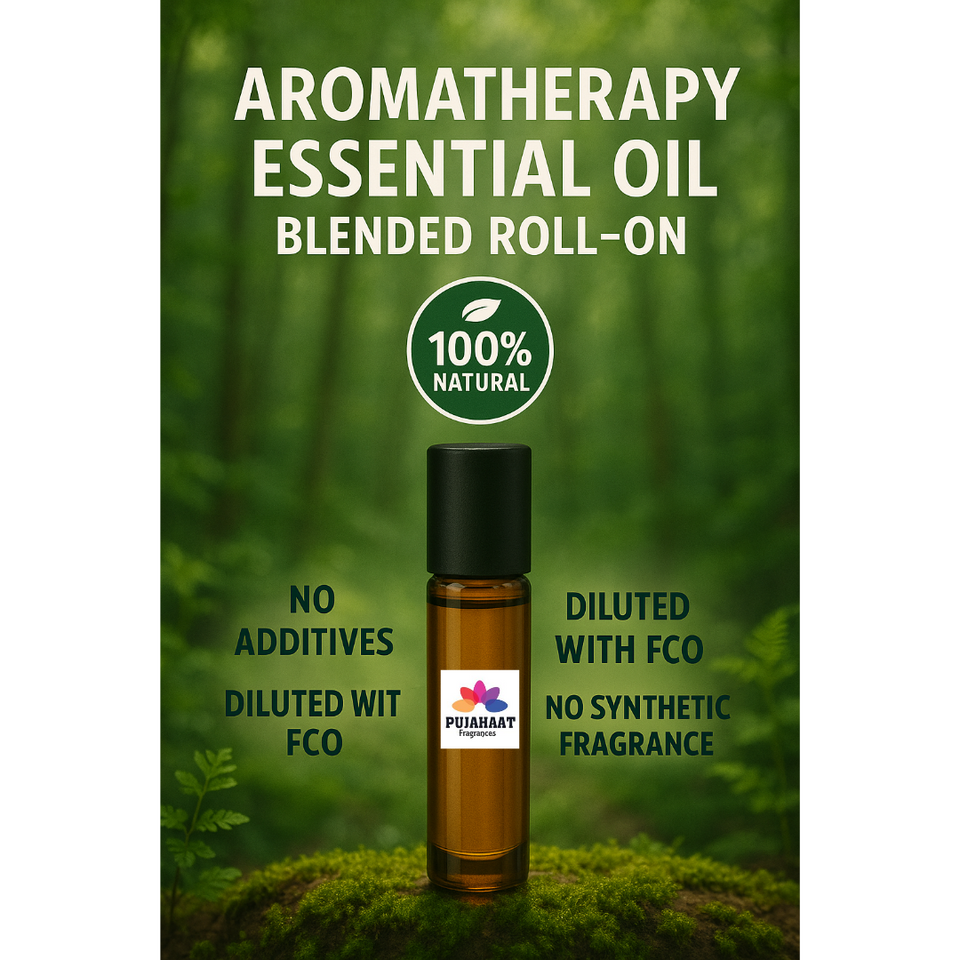 Pujahaat Focus Aromatherapy Roll-on | Blend of Essential Oils |  Boost Productivity & Mental Clarity | Reduces Distractions & Brain Fog | Ideal for Students & Professionals 10ml/0.33 fl oz - Focus Roll-on