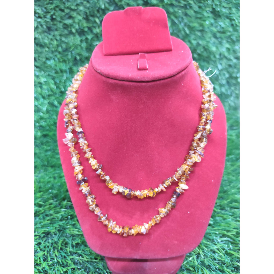 Citrine / Golden Topaz Mala Necklace Natural Crystal Stone Uncut Chip AAA Quality Beads Mala for Reiki Healing & Crystal Healing Stone for Unisex