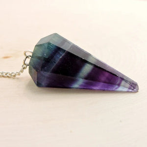 Natural Multi Fluorite Pendulum Faceted Point Gemstone Reiki Healing Pendulums for Dowsing Scrying Reiki Puja & Crystal Healing