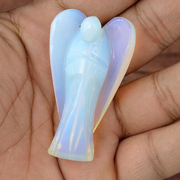 Opalite Stone Guardian Angel Statue Lucky Angel for Reiki Crystal Stone Healing Therapy Natural Crystal Stone Angel Handcrafted Size 2 Inch approx.