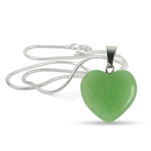 Jade Green Heart Shape Crystal Stone Pendant with Chain for Reiki Healing and Crystal Healing Stone Pendant