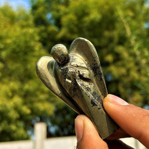 Pyrite Guardian Angel Statue Lucky Angel for Reiki Crystal Stone Healing Therapy Natural Crystal Stone Angel Handcrafted Size 2 Inch approx.