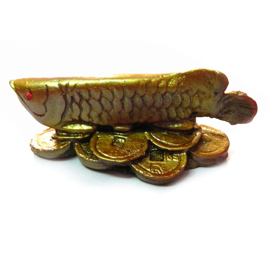 Feng Shui Golden Arowana Fish Money Fish Statue Figurine Home Furnishing Ornament Lucky Wealth and Prosperity