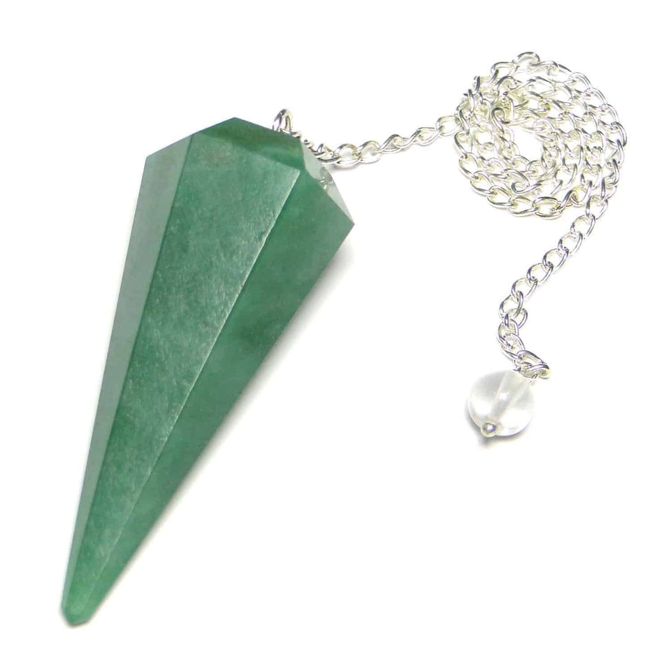 Green Aventurine Faceted Dowsing Pendulum With Chain Energized and Charged for Reiki Puja & Crystal Healing