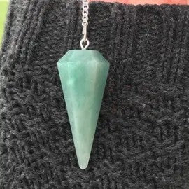 Green Aventurine Faceted Dowsing Pendulum With Chain Energized and Charged for Reiki Puja & Crystal Healing