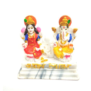 Laxmi Ganesh Marble Dust Statue, Laxmi-Ganesh Idols for Home & Office Décor, Ganesh Laxmi Marble Look showpiece Diwali, House warming, etc. Festivals 17 cm approx. White Laxmi & Ganesh Statue LG-3