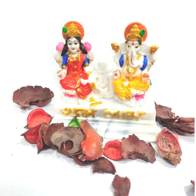 Laxmi Ganesh Marble Dust Statue, Laxmi-Ganesh Idols for Home & Office Décor, Ganesh Laxmi Marble Look showpiece Diwali, House warming, etc. Festivals 17 cm approx. White Laxmi & Ganesh Statue LG-3