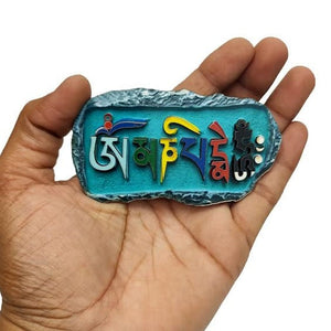 Om Mani Padme Hum 3D Fridge Magnet Souvenir Indian Ceramic