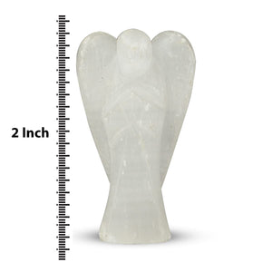 Selenite Lucky Angel for Reiki Crystal Stone Healing Therapy Natural Crystal Stone Angel Size 2 Inch approx.