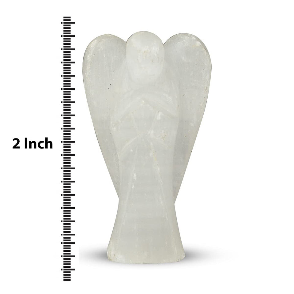 Selenite Lucky Angel for Reiki Crystal Stone Healing Therapy Natural Crystal Stone Angel Size 2 Inch approx.