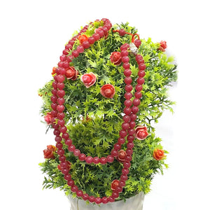 Watermelon Quartz Jaap Mala Rosery for Pooja and Astrology (108+1 Beads; Bead Size : 6 mm)