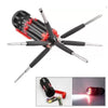 Foldable 8 in1 Screwdriver Kit With 6 Led Light Torch (Red And Black) And 10Pcs Full Hex Allen Key Kit L Shape Repair Tool Set-ht28