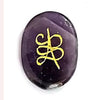 Natural Amethyst Om Money Zibu Sign Attract Money & Goodluck Decorative Showpiece - 4 cm (Crystal, Purple)