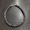 Snowflake Obsidian Crystal Round Beads Necklace 15 Inches 8mm Beads Semi precious Snowflake Obsidian stone, Grey Black Mala