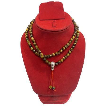 Tiger Eye Jaap Mala Rosery for Pooja and Astrology (108+1 Beads; Bead Size : 6 mm)