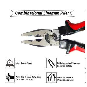 Hand Tool Kit - Plier, Claw Hammer, 2in1 Screwdriver, Wire Cutter, Measuring Tape, Line Tester, Electrical Tape, Paper Cutter-ht33