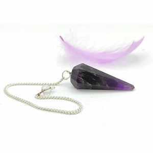 Amethyst Faceted Dowsing Pendulum With Chain and Crystal Quartz Bead Energized and Charged for Reiki Puja & Crystal Healing