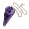 Amethyst Faceted Dowsing Pendulum With Chain and Crystal Quartz Bead Energized and Charged for Reiki Puja & Crystal Healing