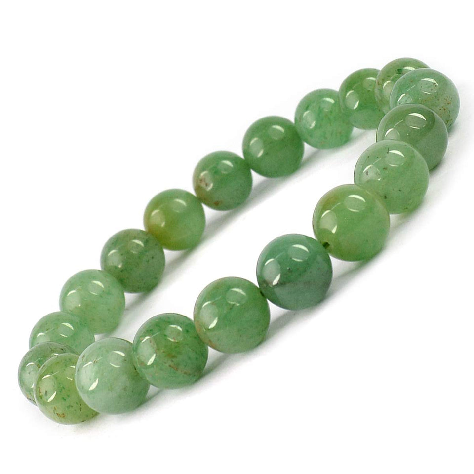 Green Jade Bracelet Natural Crystal Stone Bead Bracelet Round Shape for Reiki Healing and Crystal Healing Stone