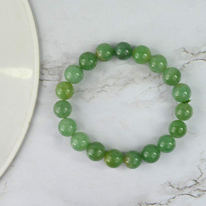 Green Jade Bracelet Natural Crystal Stone Bead Bracelet Round Shape for Reiki Healing and Crystal Healing Stone