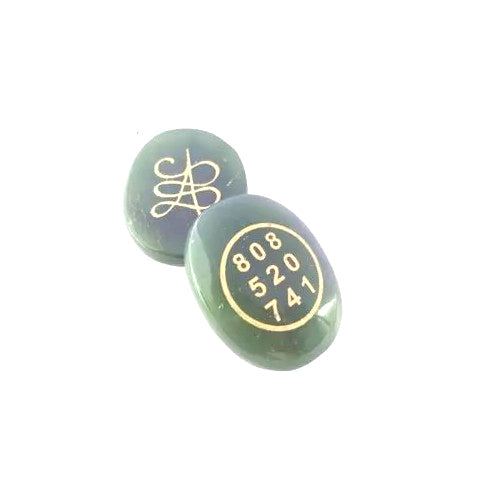 Natural Green Jade Aventurine Zibu Symbols Crystal Stone Money Switch Word Zibu Coin Cabochon Oval Shape Feng Shui Money Coin for Prosperity, Money and Good Luck