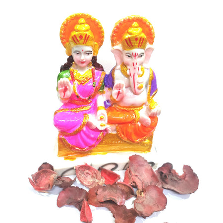 Laxmi Ganesh Idols Multicolor Marble Dust Statue, for Home & Office Décor, Ganesh Laxmi Marble Look showpiece Diwali, House warming, etc. Festivals 11 cm approx. Multicolor Laxmi & Ganesh Statue LG-4