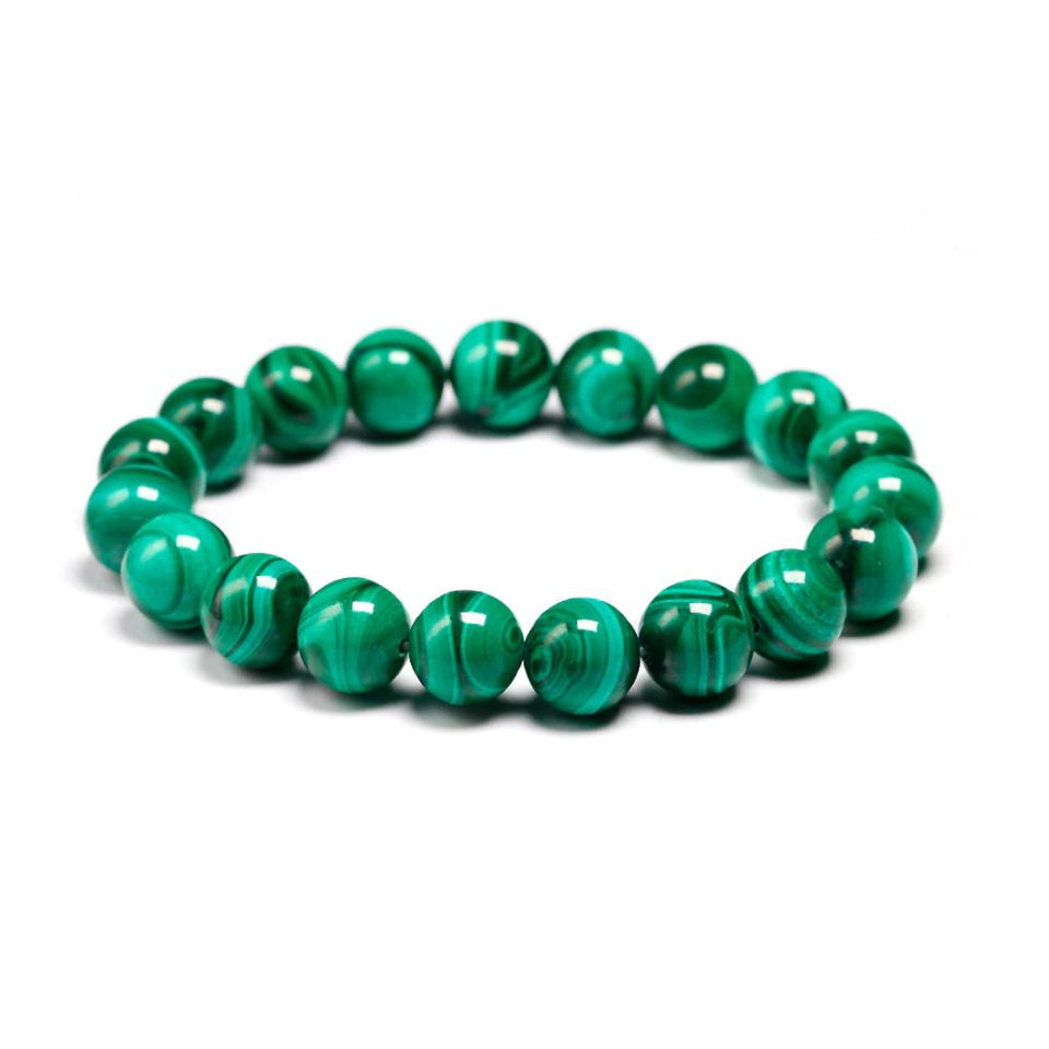 Malachite Bracelet Natural Crystal Healing Bracelet Gemstone Jewellery Beaded Stone Bracelet for Men & Women, Bead Size 8 mm