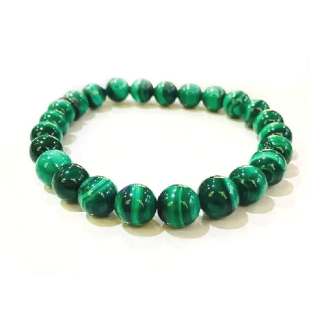 Malachite Bracelet Natural Crystal Healing Bracelet Gemstone Jewellery Beaded Stone Bracelet for Men & Women, Bead Size 10 mm