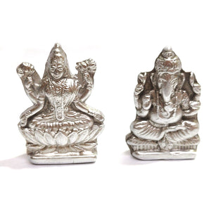 Parad Lakshmi Ganesh Idol Mercury Laxmi Ganesha Statue for Puja Diwali Home Office - 100-125 gram