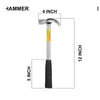 Hand Tool Combo - Claw Hammer Steel Shaft Shock resistant rubber grip + Heavy-Duty Straight Single sided adjustable Pipe Wrench - 10 inches-ht42