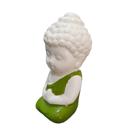 Child Buddha Green Color for Car Dashboard, Gift Item and for Decorative Showpiece - 8 cm (Polyresin)