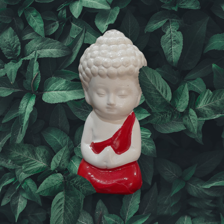 Child Buddha Red Color for Car Dashboard, Gift Item and for Decorative Showpiece - 8 cm (Polyresin)