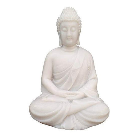 Buddha White Color for Car Dashboard, Gift Item and for Decorative Showpiece - 12 cm (Polyresin)