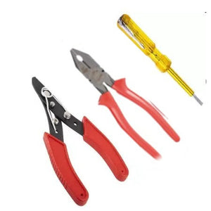 Multi Hand Tool Kit 3 Pc. - Combination Plier, Wire Cutter, Tester Power & Hand Tool Kit-ht47