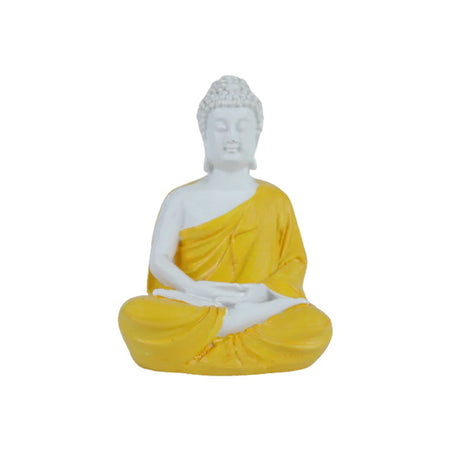 Buddha Yellow Color for Car Dashboard, Gift Item and for Decorative Showpiece - 12 cm (Polyresin)