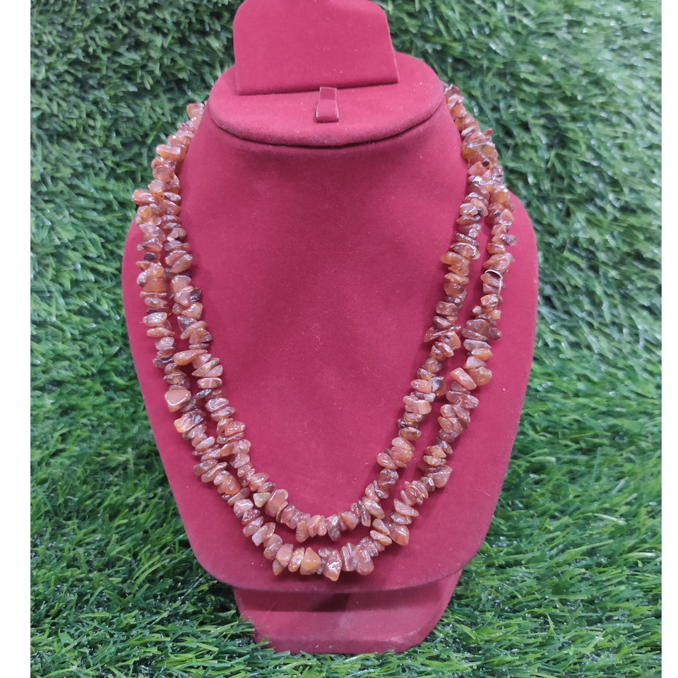 Carnelian Gemstone Mala Necklace Natural Crystal Stone Chip Bead AAA Quality Mala for Reiki Healing & Crystal Healing Stone for Unisex